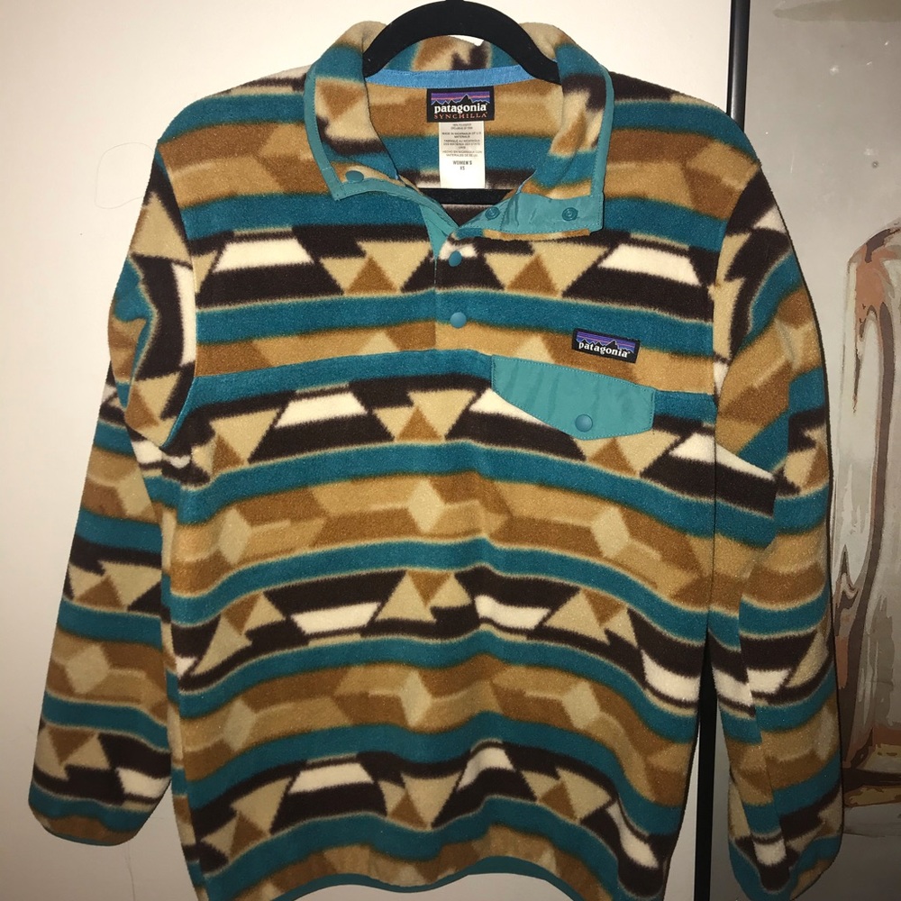 patagonia patterned fleece quarter zip